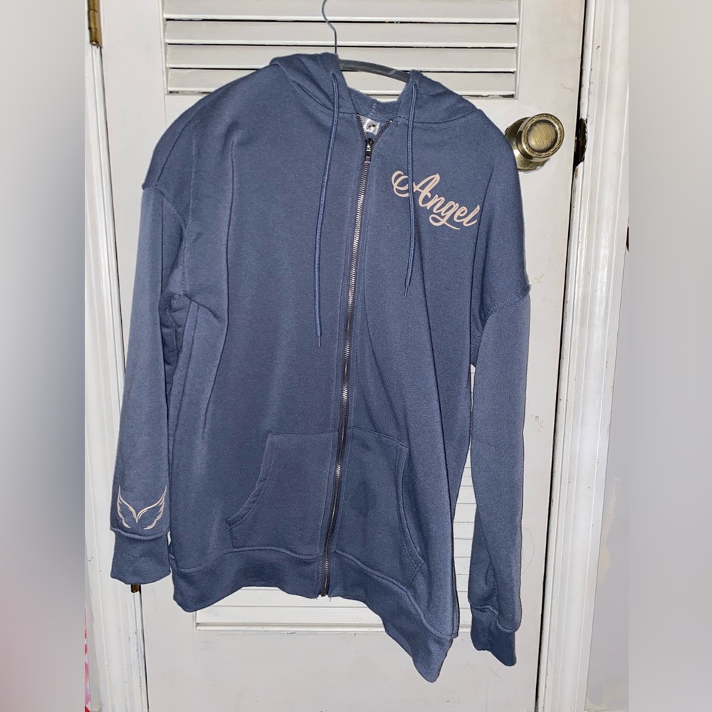 Blue angel numbers zip up hoodie